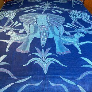 Hermès-esque ‘Grand Foulard’ Sofa Throw/Bedspread, Reversible Textile from India